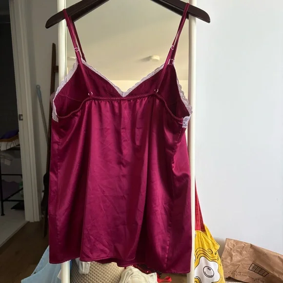 Victoria's Secret Magenta Satin Lace Trim Chemise - Picture 7 of 7